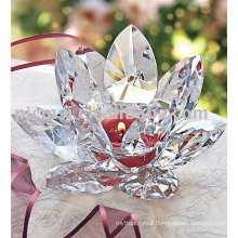 Clear Glass Lotus Flower Candle Holder For Wedding Party Supply